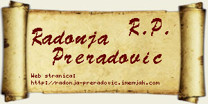 Radonja Preradović vizit kartica